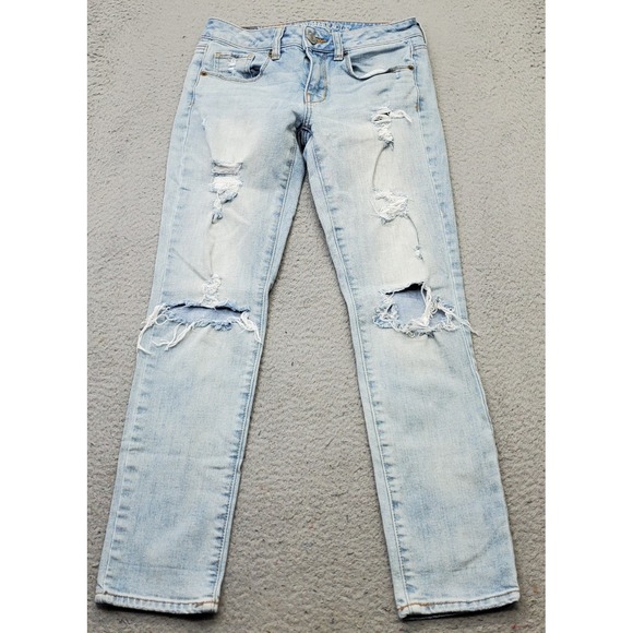 American Eagle Outfitters Denim - American Eagle Outfitters Skinny Jeans Womens 2 Blue Denim Distressed Light Wash